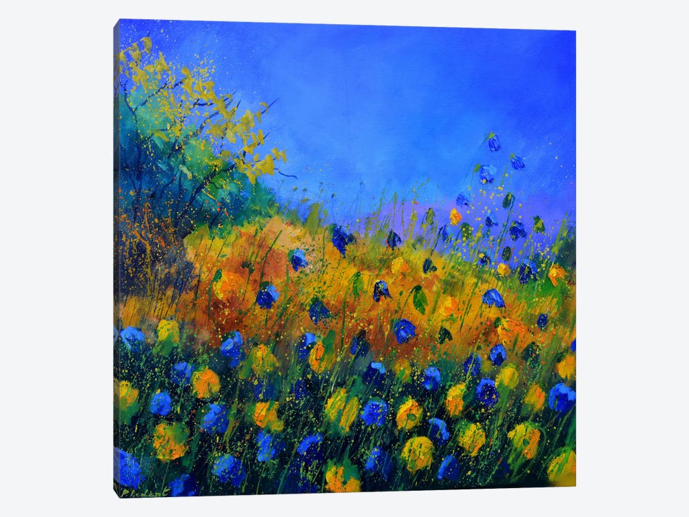 Blue And Yellow Flowers by Pol Ledent 1-piece Canvas Wall Art