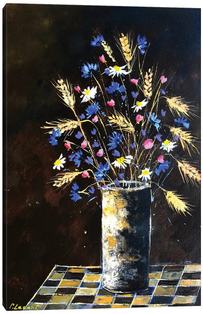 Wild Flowers In A Vase Canvas Art Print - Pol Ledent