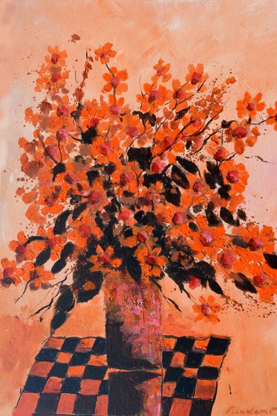 Gingham: Orange Still Life - 5624 by Pol Ledent