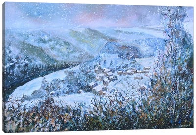 Snow In The Valley Canvas Art Print - Pol Ledent