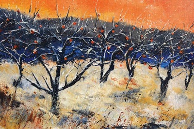 Apple trees in early snow by Pol Ledent art print