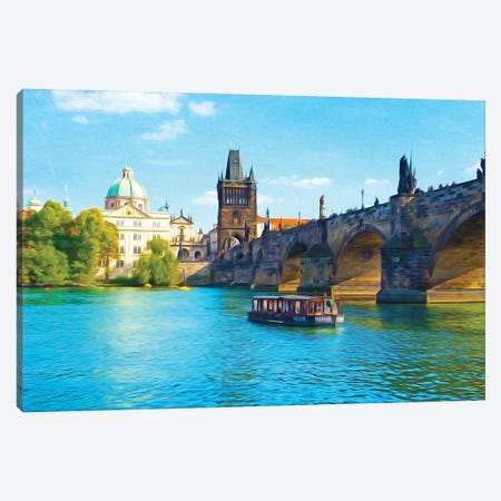 Charles Bridge In Prague Canvas Print #LDY167} by Laura D Young Canvas Print