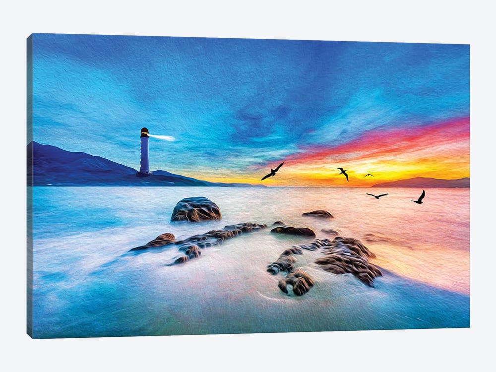 Lighthouse Light by Laura D Young 1-piece Canvas Art