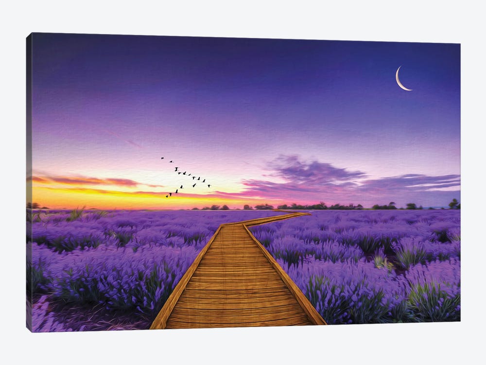Path Through Purple Lavender Field by Laura D Young 1-piece Art Print