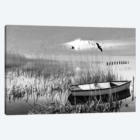 Lone Boat In Ocean Marshes Canvas Print #LDY88} by Laura D Young Canvas Art
