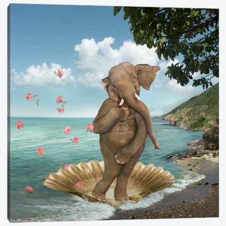 Birth Of Venus Elephant Parody Canvas Print #LDZ124} by Lund Roeser Canvas Art Print