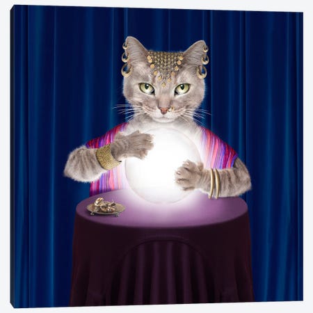 Fortune-Telling Cat Canvas Print #LDZ127} by Lund Roeser Art Print