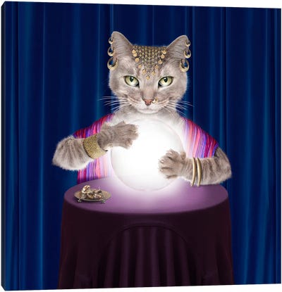 Fortune-Telling Cat Canvas Art Print - Lund Roeser