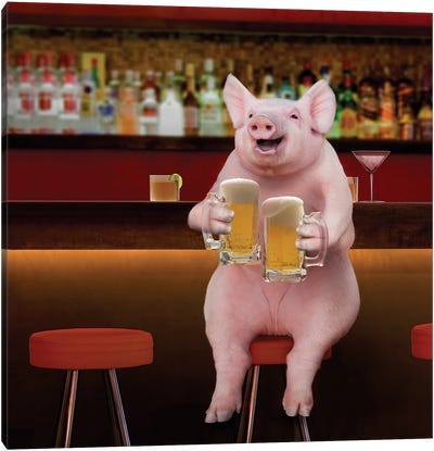 Beer Hog Canvas Art Print - Beer Art