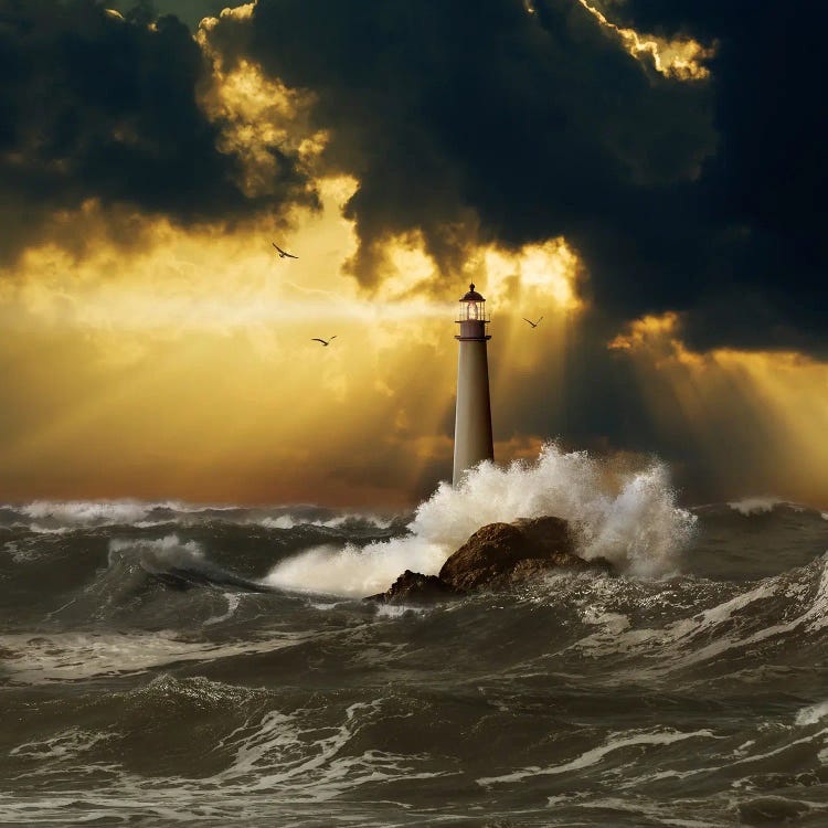 Lighthouse In A Clearing Storm