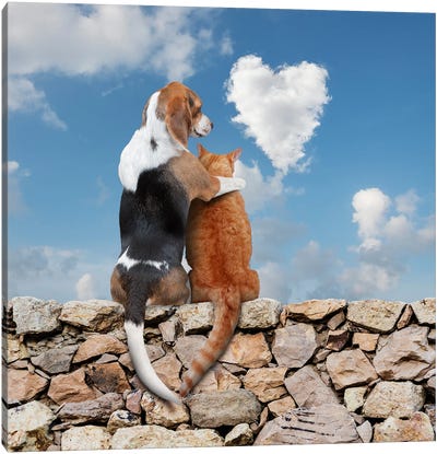 Love In The Air Canvas Art Print - Beagle Art