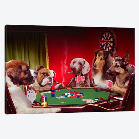 Poker Dogs Canvas Print #LDZ50} by Lund Roeser Canvas Wall Art