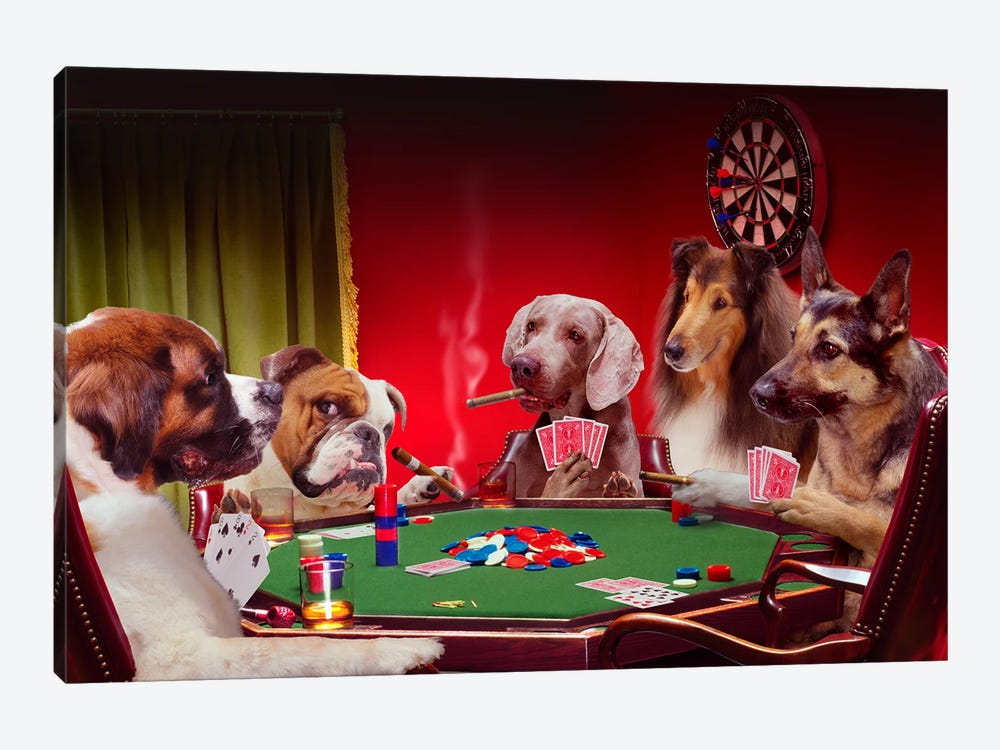 Poker Dogs by Lund Roeser 1-piece Canvas Artwork