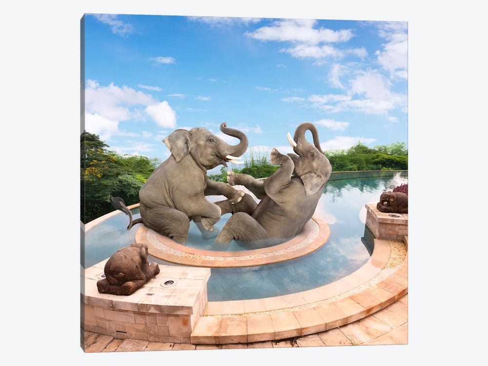Elephant Spa by Lund Roeser 1-piece Art Print