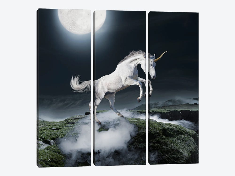 Midnight Unicorn by Lund Roeser 3-piece Canvas Print