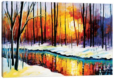 Winter Sun Canvas Art Print - River, Creek & Stream Art