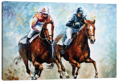 Close Race Canvas Art Print - Horseback Art
