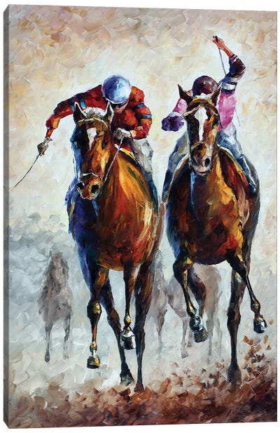 Contenders Canvas Art Print - Horse Racing Art