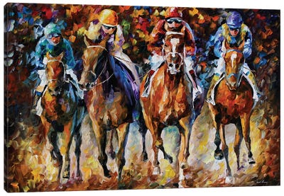 Follow The Leader Canvas Art Print - Horse Racing Art