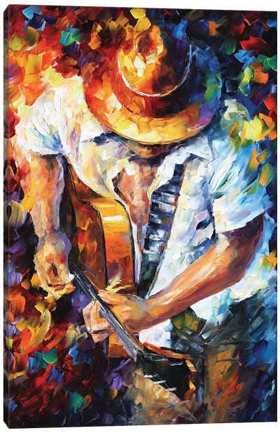 Guitar and Soul Canvas Art Print - Leonid Afremov