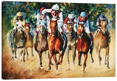 Horse Race Canvas Art Print - Man Cave Decor