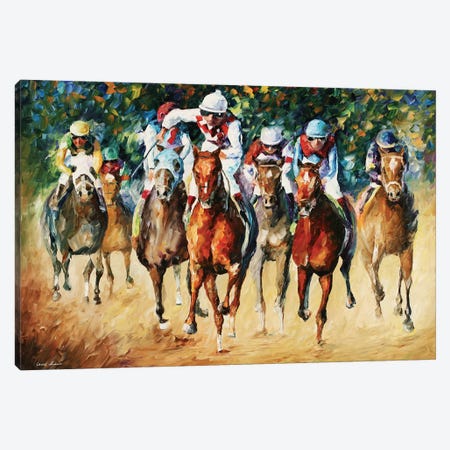 Horse Race Canvas Print #LEA120} by Leonid Afremov Canvas Wall Art