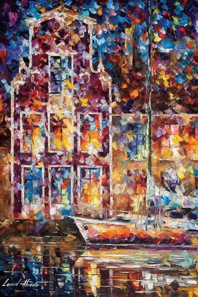 Docks At Night by Leonid Afremov acrylic art print