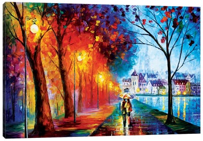 City By The Lake Canvas Art Print - Autumn & Thanksgiving