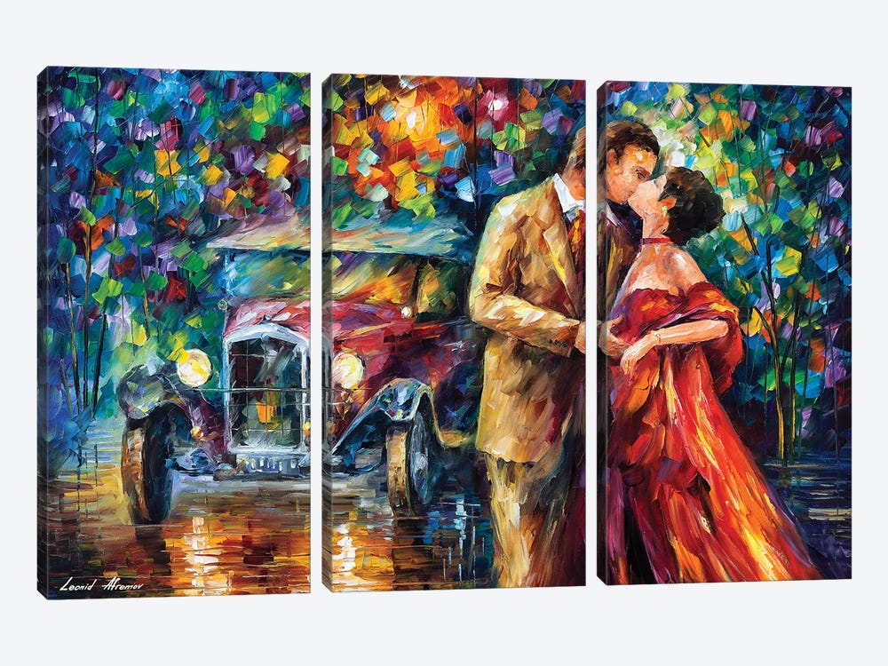 Old Kiss by Leonid Afremov 3-piece Canvas Art Print