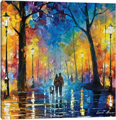 Rainy Park Canvas Art Print - Leonid Afremov