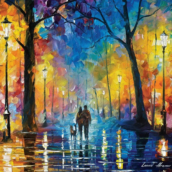 Leonid Afremov: Rainy Park by Leonid Afremov