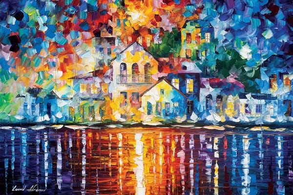 Leonid Afremov: Sleepy Harbor by Leonid Afremov