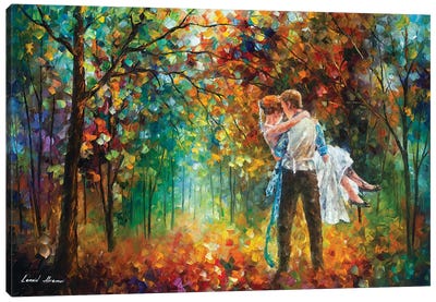 The Moment Of Love Canvas Art Print - Current Day Impressionism Art