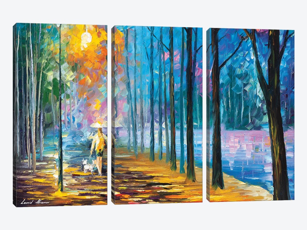 Walking My Dog by Leonid Afremov 3-piece Canvas Print