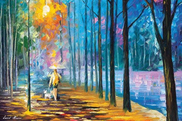 Leonid Afremov: Walking My Dog by Leonid Afremov