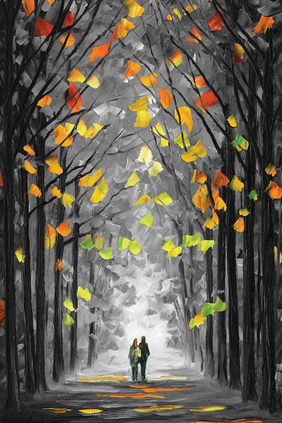 Leonid Afremov: Altar Of Trees Black & White by Leonid Afremov