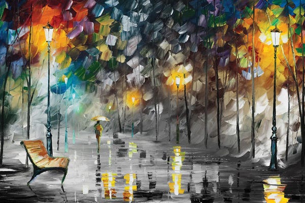 Leonid Afremov: Beauty Of The Park Black & White by Leonid Afremov