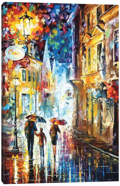 Family In The Rain Canvas Art Print - Leonid Afremov