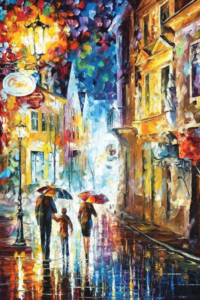 Leonid Afremov: Family In The Rain by Leonid Afremov