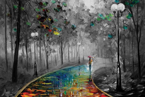 Streets: Fog Of Passion Black & White by Leonid Afremov