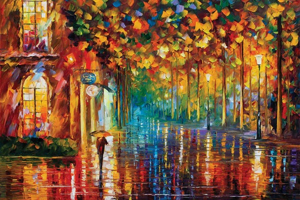 Leonid Afremov: Late Stroll Miami by Leonid Afremov