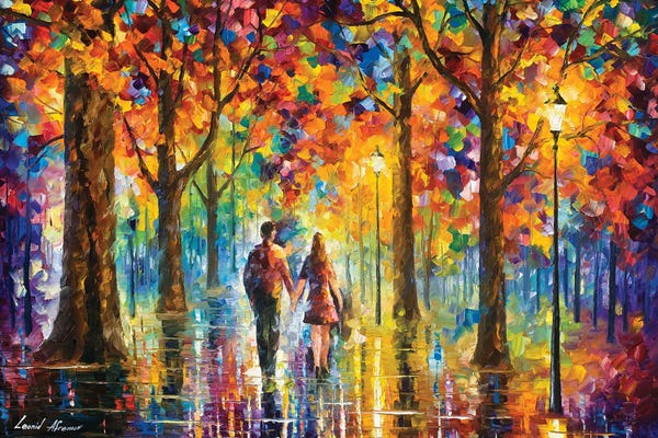 Large Scenic & Landscape Art - Canvas Prints: Lovers Alley by Leonid Afremov