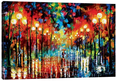 A Date With The Rain Canvas Art Print - Current Day Impressionism Art