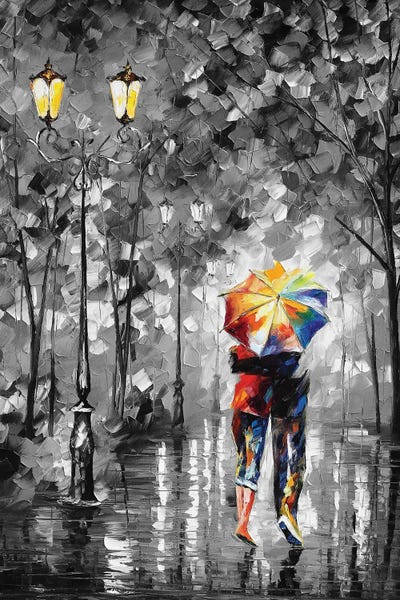 Romantic Bedroom (Couples): Under One Umbrella Black & White by Leonid Afremov