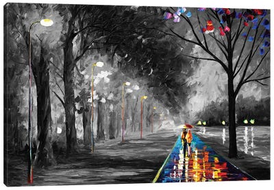 Alley By The Lake B&W Canvas Art Print - Rain Art