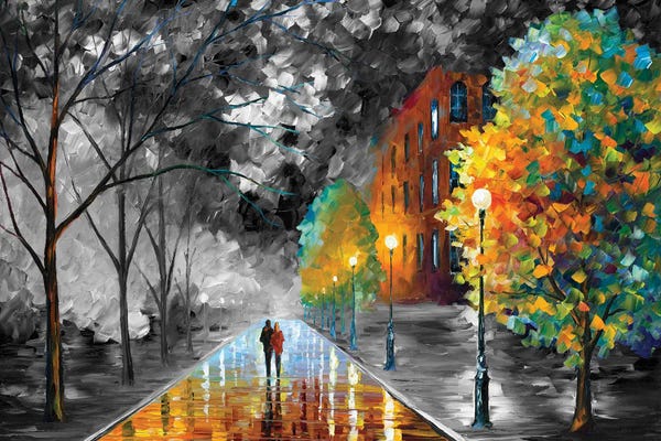 Rain: Freshness Of Cold B&W by Leonid Afremov