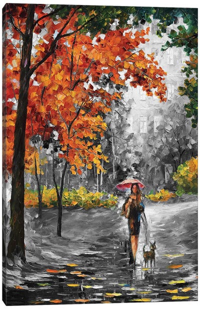 Intriguing Autumn B&W Canvas Art Print - Rain Art