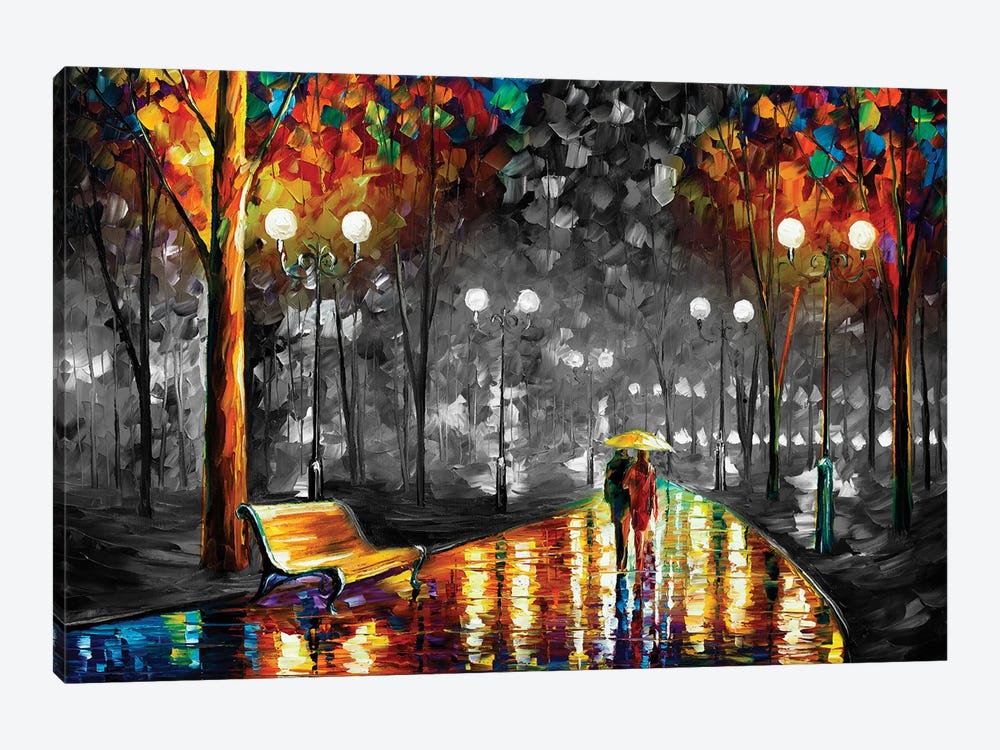 Rains Rustle In The Park B&W by Leonid Afremov 1-piece Canvas Art