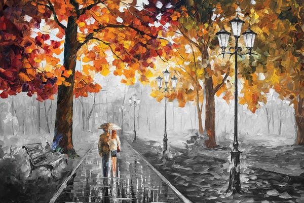 Rain: Stroll Of Infinity B&W by Leonid Afremov