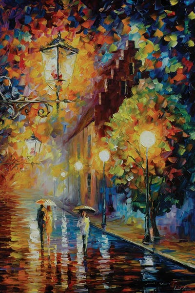 Umbrellas: Stroll Under The Moon by Leonid Afremov